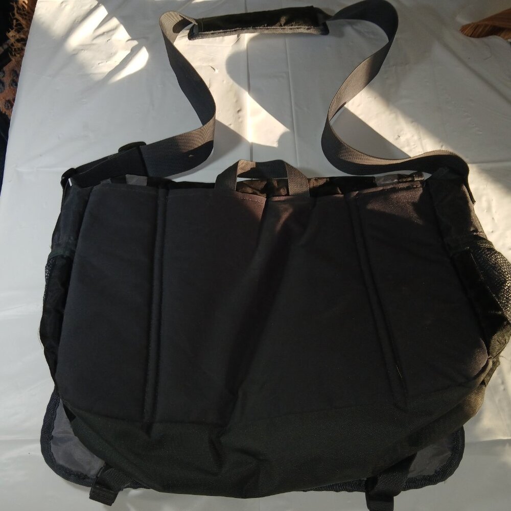 Messenger Bag Black Canvas Crossbody with shoulder strap and carrying handle